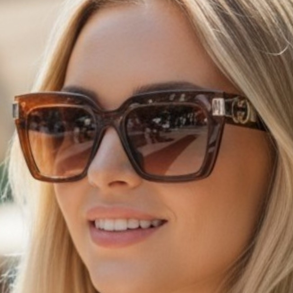 Sold Out Gucci Designer New Brown Statment Elegant Sunglasses Peach Lenses